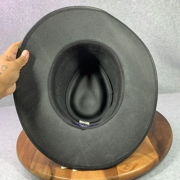 Cov-Ver Hat Cowboy Fitted Mens X-Large Black Leather Water Repellent Shapeable